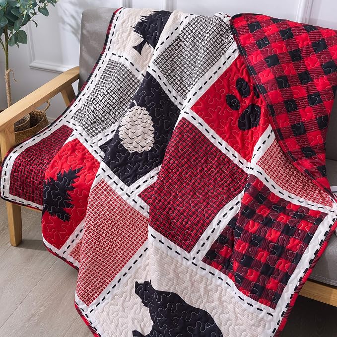 Soul & Lane Into The Woods 50" x 60" Farmhouse Throw Blanket: Bear Cabin - Image 3
