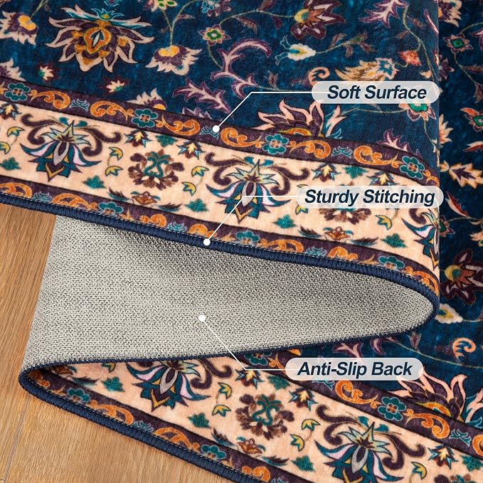 Tangsoo 2x3 Washable Rugs for Entryway, Small Area Vintage Floral Rug Non-Slip - Image 6