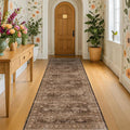 Brown Washable Long Runners for Hallways, 3x8 Wide Kitchen Runner Rug, Entryway by HazoHaus