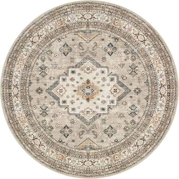 6ft Round Vintage Living Room Area Rug - Image 8