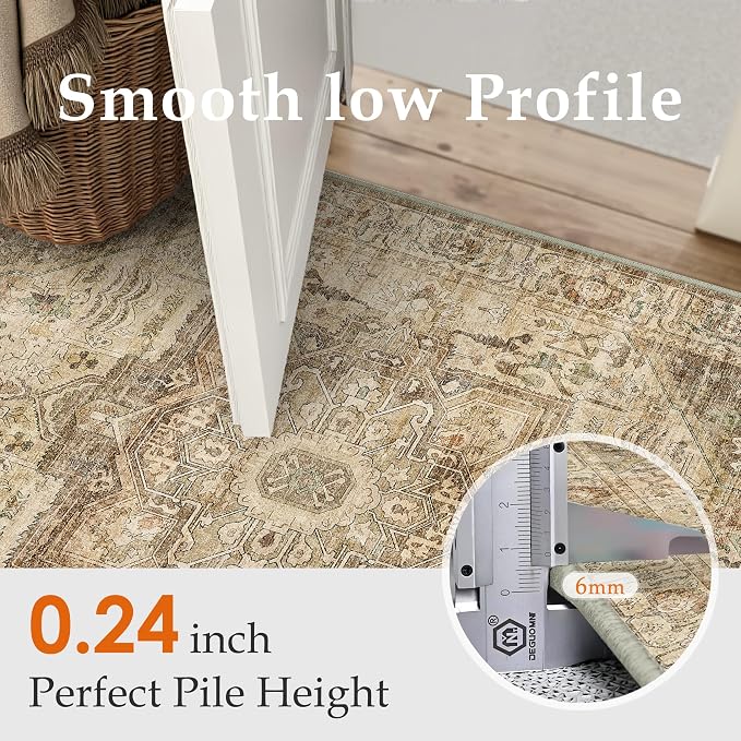 Brown Multi Hallway Runner Rug 2x5 Vintage Washable Distressed Area Carpet - Image 2