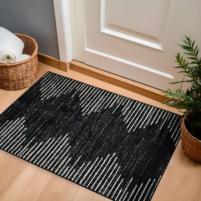 Rugshop Bohemian Stripe Stain Resistant High Traffic Living Room Kitchen - Image 3