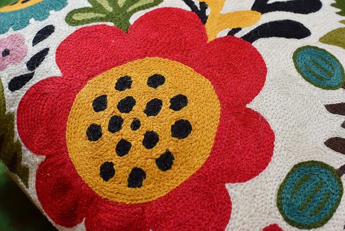Red Polish Floral Pillow Cover Bird Flower Pillowcase Floral Outdoor Suzani - Image 8