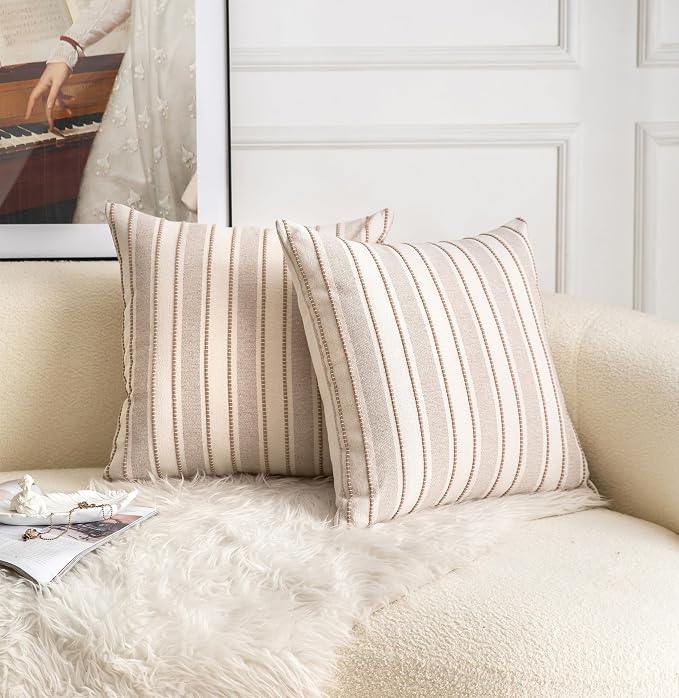Decorative Boho Throw Pillow Covers, Farmhouse Textured Pillow Case, 18 x 18 - Image 2