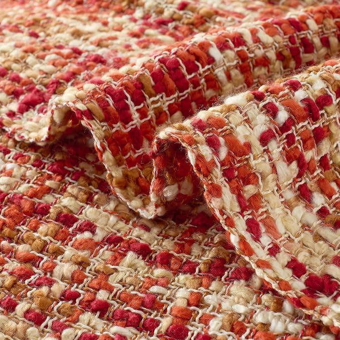 Multi-Color Dark Red Cable Knitted Throw Blanket - Image 3