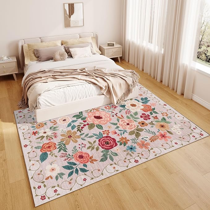 DUKINO 9x12 Area Rug, Floral Rugs - Image 4
