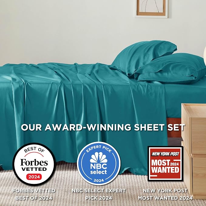 Bedsure Queen Sheet Set, Rayon Derived from Bamboo, Cooling Sheets, Breathable - Image 2