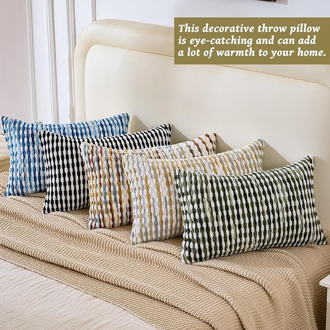AmHoo Set of 2 Boho Chenille Pillow Cover Decorative Tufted Pillowcase - Image 5