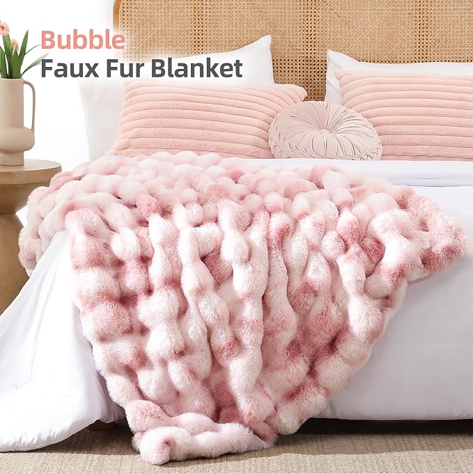 Smoofy Faux Fur Throw Blanket for Couch Rabbit Fleece - Image 2