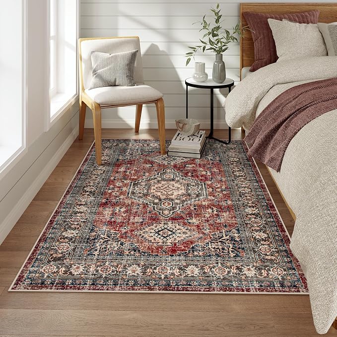 Lahome Oriental Washable Rugs for Bedroom, 4X6 Soft Living Room Rug Ultra-Thin - Image 6