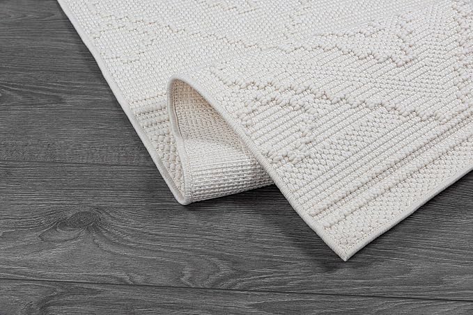 Beverly Rug Micro Loop Area Rug White 8x10 Modern Luxury Soft Boho Geometric - Image 8