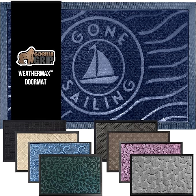 GORILLA GRIP 100% Waterproof All-Season WeatherMax Doormat 35x23, US Designed by GorillaGrip