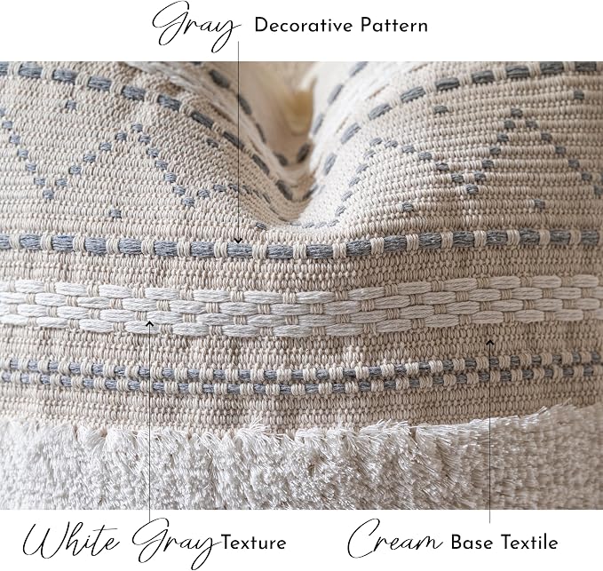 BlissBlush Gray Decorative Throw Pillow Cover 18X18 Combo Set of 2 Square Boho - Image 5