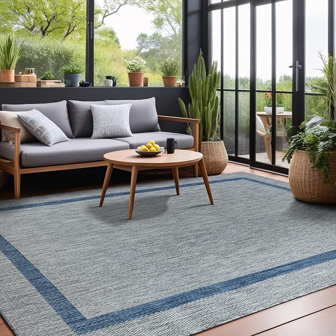 Bordered Outdoor Rug 9x12 Washable Outside Carpet - Image 9