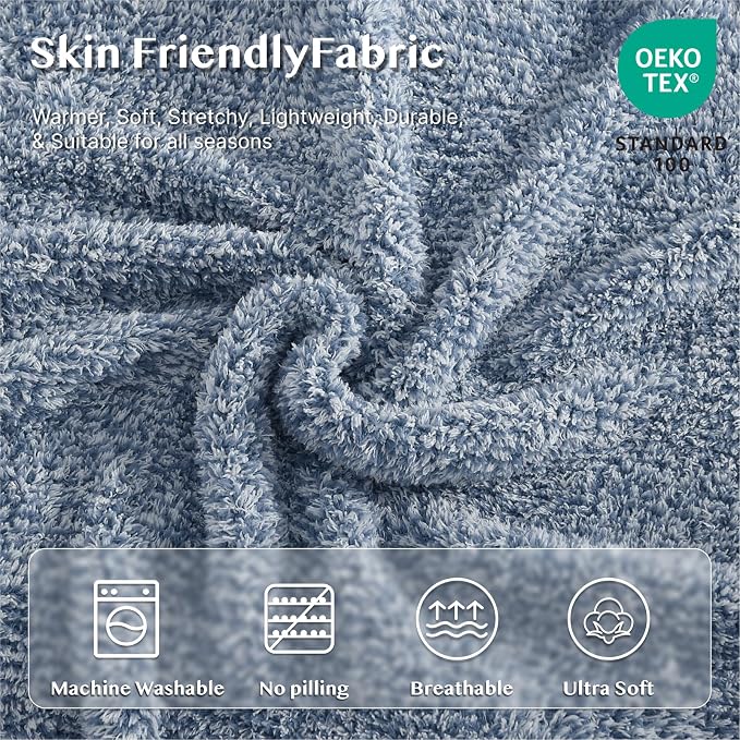 WRENSONGE Throw Blanket Cationic Dyeing Blue Soft Cozy Fluffy Warm Hand Made - Image 5