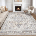 7x10 Area Rug Living Room: Washable Boho Large Neutral Vintage Soft Rugs Stain by LOONGRUG