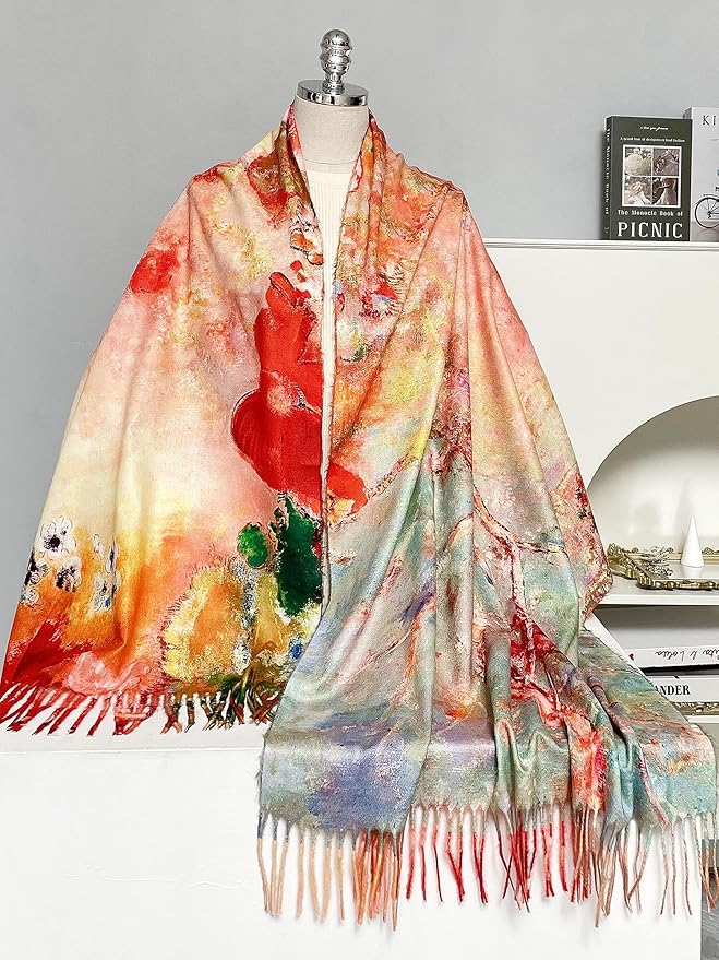 VENVSBEE Reversible Scarf Soft Large Shawl Wrap Blanket Double Sided Art Print - Image 4