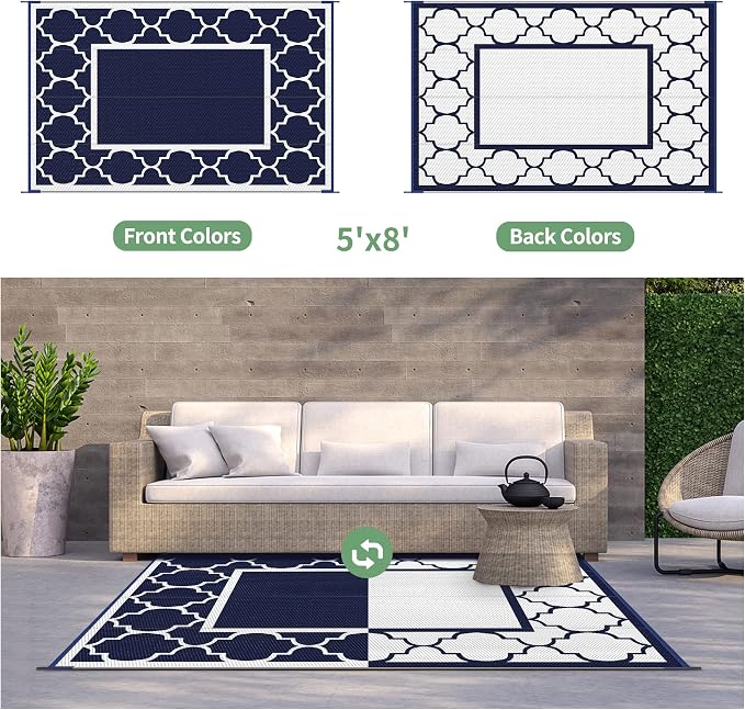 GENIMO 5' x 8' Outdoor Rug Waterproof - Image 5