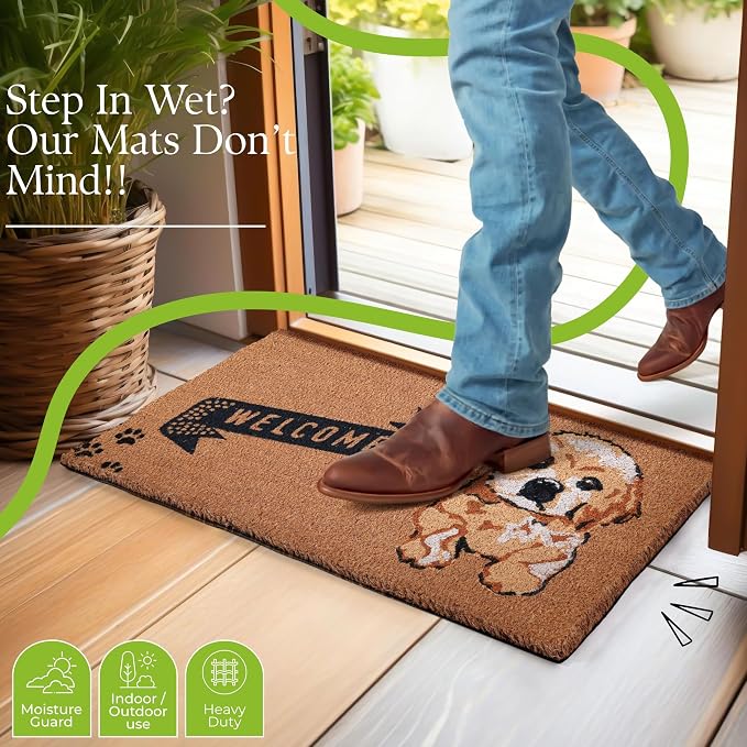 Coir Door Mats 17" X 30", Non-Slip Sturdy, PVC Backed Heavy Duty, Cute Little - Image 8