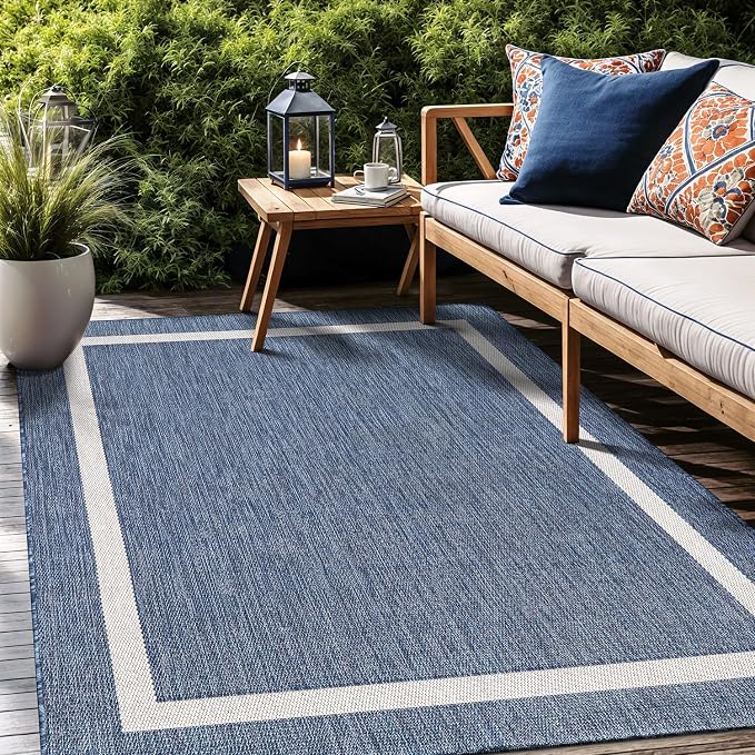 Bordered Outdoor Rug 6x9 Washable Outside Carpet - Image 7