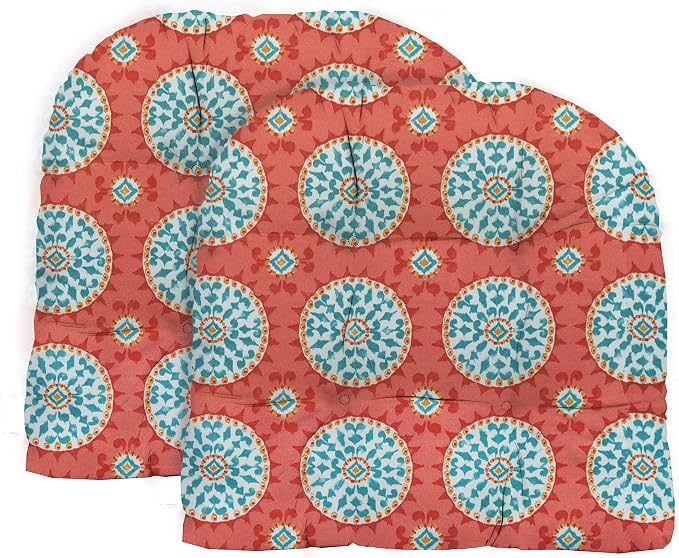 RSH DECOR: Tufted U-Shape Wicker Seat Cushions Set of 2 | 19” x 19” | by RSHDECOR