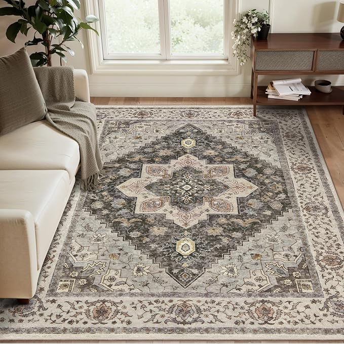 Tangsoo 3x5 Area Rug Vintage Washable Rugs Non Slip, Farmhouse Rugs Indoor by Tangsoo