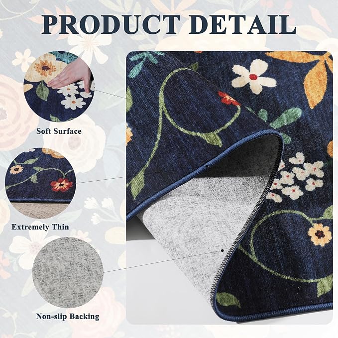 DUKINO 5x7 Area Rug, Floral Rugs - Image 3