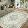 Green Area Rug 5x7 Washable Living Room Carpet Vintage Non Slip Soft Bedroom by PureCozy