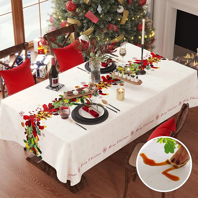 Christmas Rectangle Table Cloth, 100% Waterproof Tablecloth, Christmas - Image 7