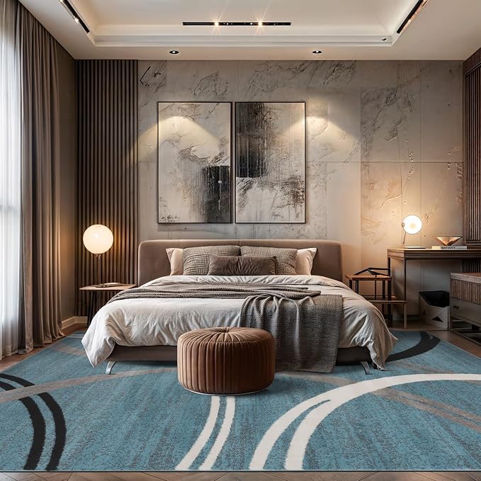 Rugshop Modern Wavy Circles Design Area Rug, Non-Shedding Carpet - Image 9
