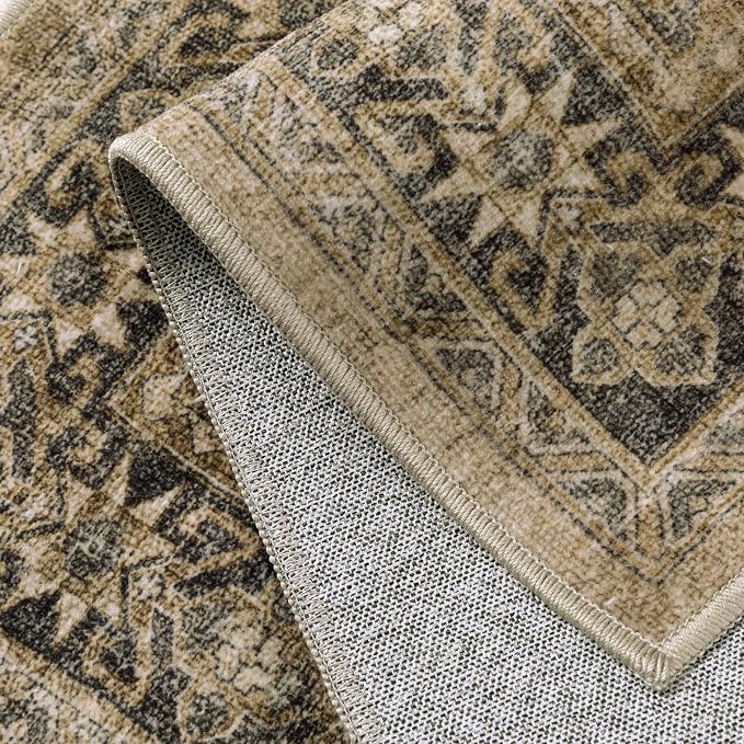 8x10 Brown Black Area Rug for Living Room Washable Vintage Distressed Carpet - Image 8
