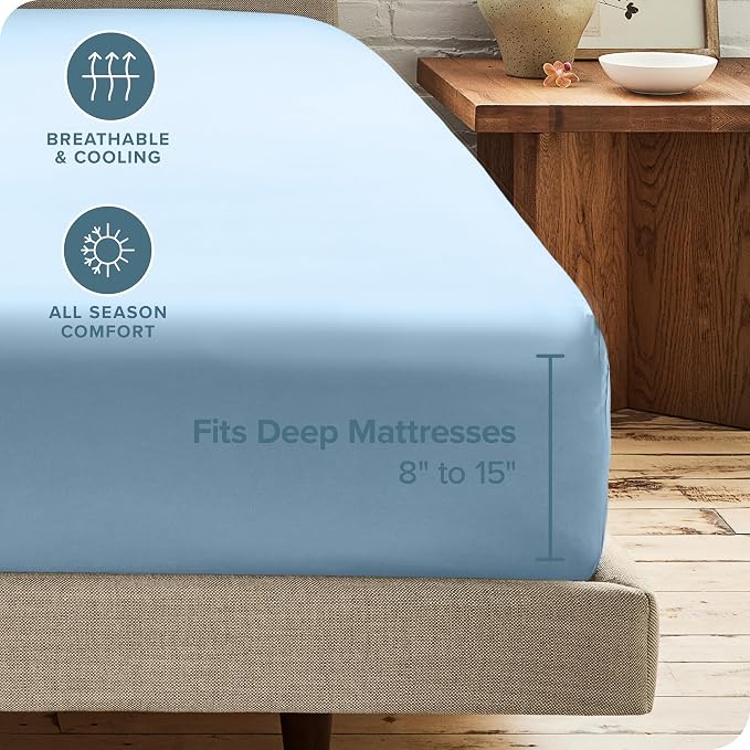 Bare Home 2-Pack Fitted Bottom Sheets Split King - Image 4