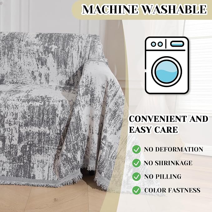 MEETSKY Small Couch Cover Oversized Chair Cover Washable, Chenille Soft Throw - Image 4