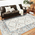 Washable Area Rug 5x7 Retro Boho Chic Medallion Distressed Design by CHAMPLANT