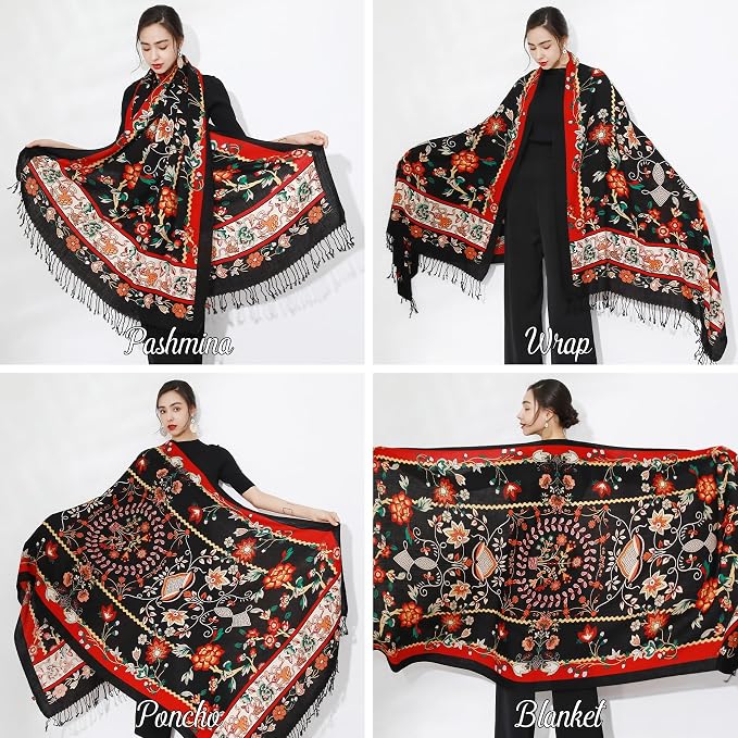 DANA XU 100% Merino Wool Pashmina Shawl - Image 5