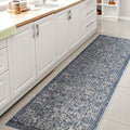 JONATHAN Y Weave Floral Indoor Outdoor Runner Rug 2X8 Navy/Gray, Tela Bohemian by JONATHANY