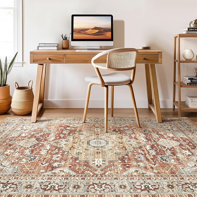 9x12 Area Rug Living Room: Machine Washable Boho Large Vintage Soft Rugs Stain - Image 7