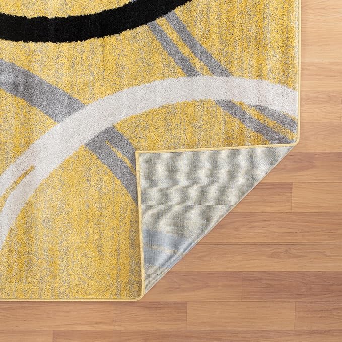 Rugshop Wavy Circles Design Accent Rug, Carpet - Image 5