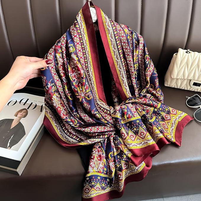 Fashion Scarves Scarf 100% Silk Feeling Scarf Silk Like Scarves Long - Image 2