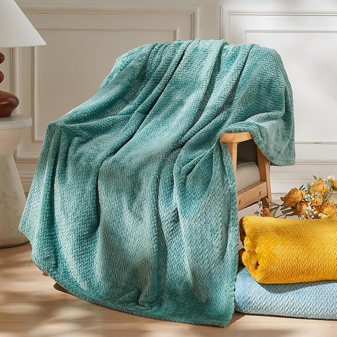 NEWCOSPLAY Super Soft Queen Blanket Light Teal Premium Silky Flannel Fleece - Image 2
