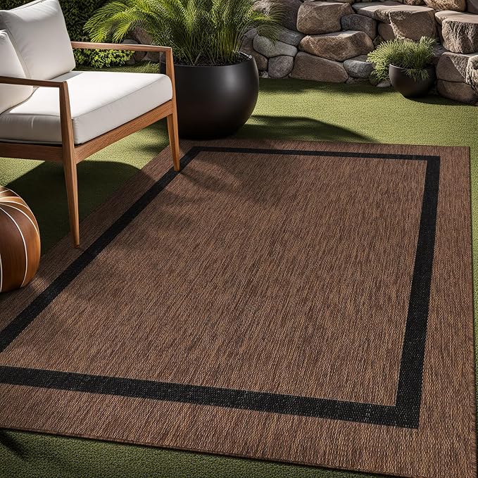 Bordered Outdoor Rug 6x9 Washable Outside Carpet - Image 8
