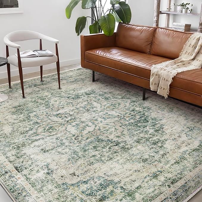 Washable Area Rug 10'x14' Boho Design Non-Shedding Easy Care Ideal - Image 2