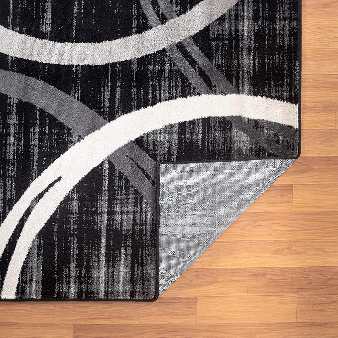 Rugshop Modern Wavy Circles Design Accent Rug, Carpet - Image 4