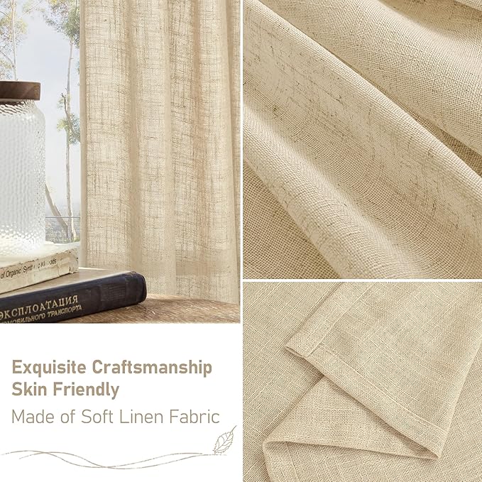 LAMIT Natural Linen Blended Curtains 63 Inch - Image 6