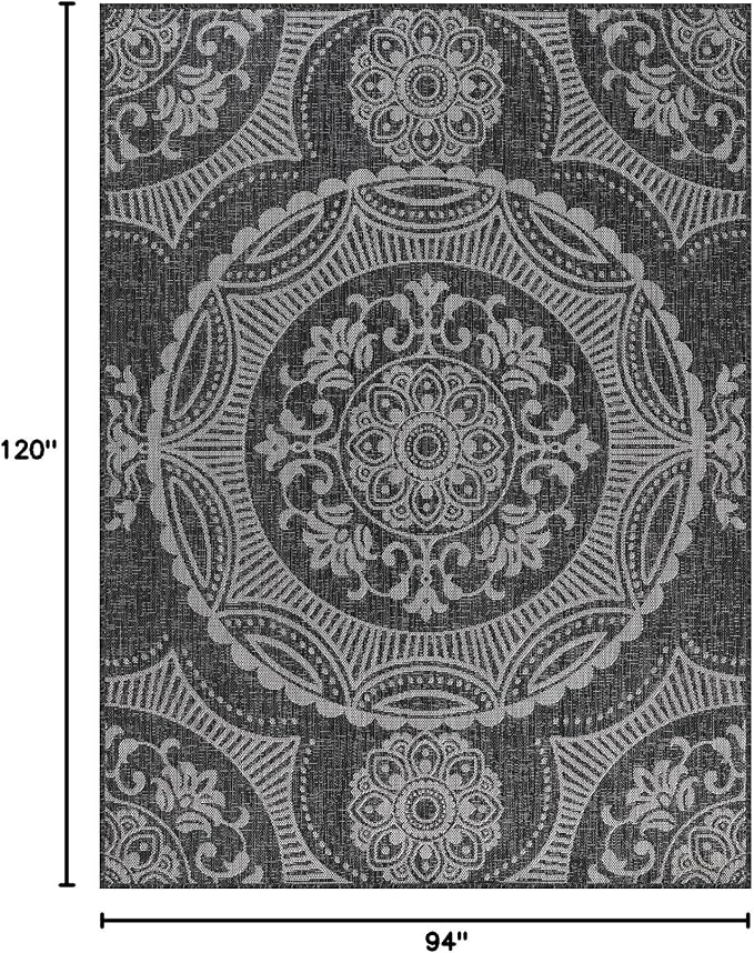Medallion Outdoor Rug 8x10 Washable Outside Carpet - Image 2