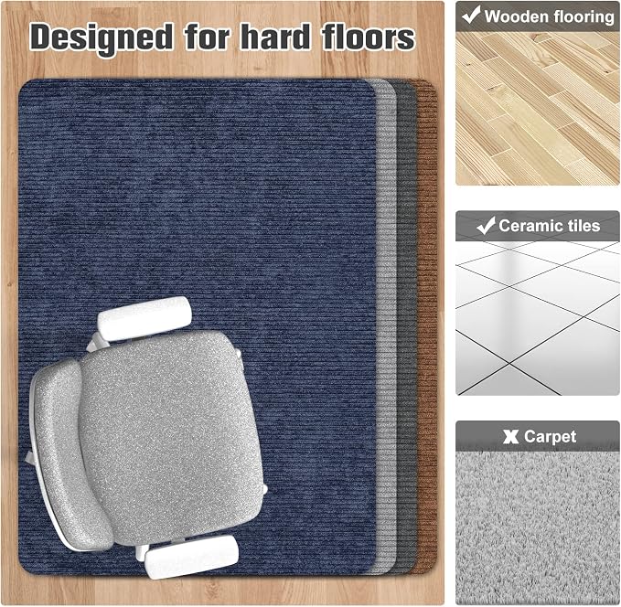 Placoot Desk Chair Mat for Hardwood Floor Corduroy Surface 1/6" Thick 55"x35" - Image 2