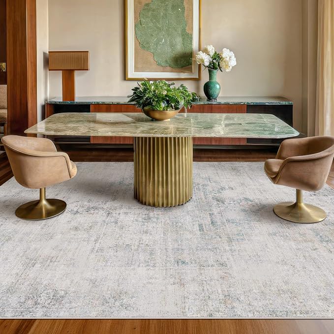 Blue Abstract Rug for Living Room by HazoHaus