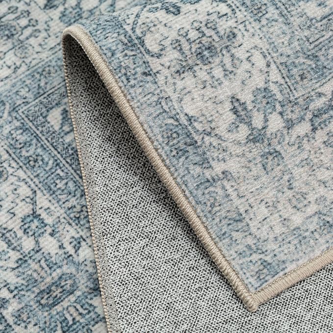 Blue Runner Rug 2x6 Vintage Area Carpet Hallway Long Indoor Kitchen Washable - Image 8