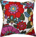 Floral Pillow Cover Handembroidered Wool 18x18 by Kashmir+Designs