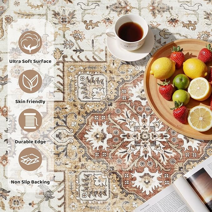 5ft Round Vintage Living Room Area Rug - Image 2